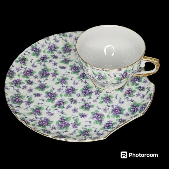 6 Tea Cups and Saucers Japan Yada Snack Plate Blue Floral China - Picture 13 of 15